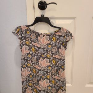 Loft floral blouse pink gray size  XS